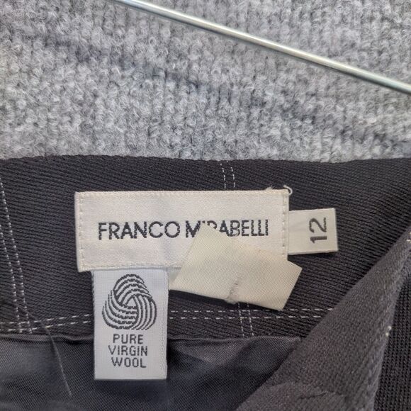 Franco Mirabelli Wool Skirt Womens Size 12 Black Checked Pattern - Picture 12 of 13